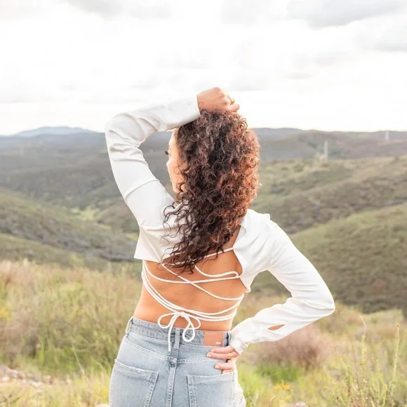 Zara Tops Zara Lace Up Open Back Satin Top Poshmark